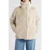 Bernardo Square Pattern Faux Fur Coat In Neutral