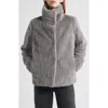 Bernardo Square Pattern Faux Fur Coat In Gray