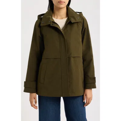 Bernardo Stand Collar Raincoat In Green