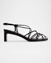 Bernardo Strappy Leather Kitten Slingback Sandals In Black