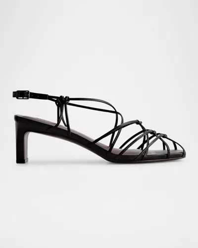 BERNARDO STRAPPY LEATHER KITTEN SLINGBACK SANDALS