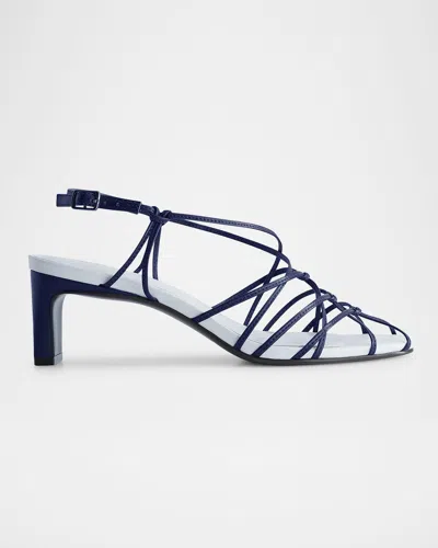 BERNARDO STRAPPY LEATHER KITTEN SLINGBACK SANDALS
