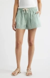 Bernardo Stripe Cotton Drawstring Shorts In Green