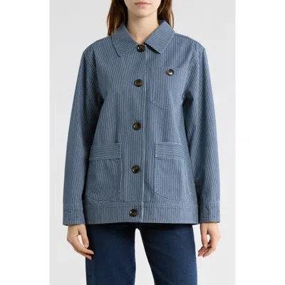 Bernardo Stripe Cotton Jacket In Blue