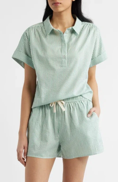 Bernardo Stripe Popover Top In Green