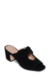 Bernardo Studio Bow Vamp Block Heel Sandal In Black Split Suede