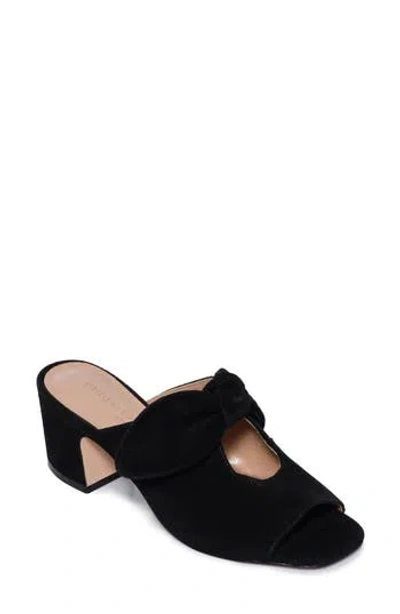 Bernardo Studio Bow Vamp Block Heel Sandal In Black Split Suede