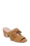 Bernardo Studio Bow Vamp Block Heel Sandal In Safari Split Suede