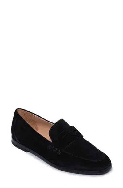 Bernardo Studio Flexible Leather Loafer In Black Split Suede