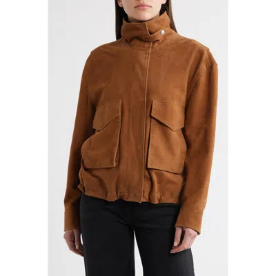 Bernardo Suede Bubble Jacket In Brown