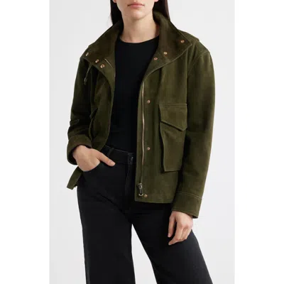 Bernardo Suede Bubble Jacket In Green