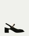 Bernardo Suede Mary Jane Peep Slingback Pumps In Black