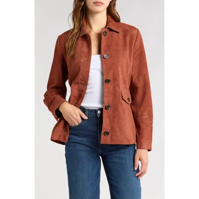 Bernardo Suede Shirt Jacket In Cinnamon