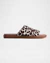Bernardo Tamer Caged Animal-print Slide Sandals In Cream Leopard Haircalf
