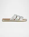 Bernardo Tamer Caged Metallic Slide Sandals In Silver Metallic Glove Leather