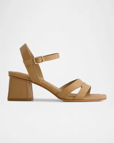 Bernardo Tarra Leather Ankle-strap Sandals In Sand Tumbled Calf