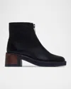 Bernardo Tess Leather Front-zip Ankle Boots In Black