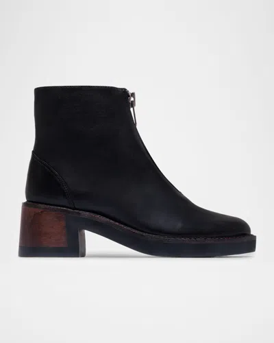 BERNARDO TESS LEATHER FRONT-ZIP ANKLE BOOTS
