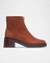 Bernardo Tess Leather Front-zip Ankle Boots In Brown
