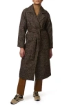 Bernardo Textured Herringbone Longline Wrap Coat In Brown
