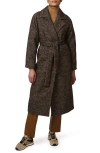 Bernardo Textured Herringbone Longline Wrap Coat In Brown