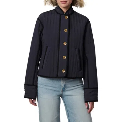 Bernardo Textured Quilted Button-up Jacket In Navy/black