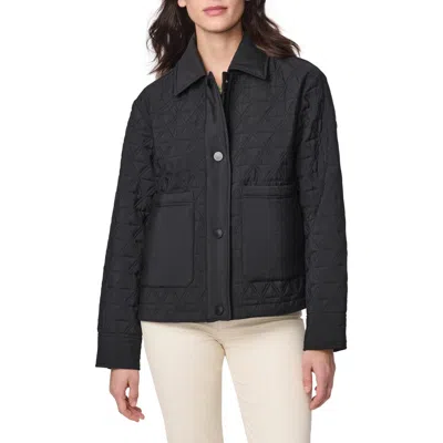 Bernardo Textured Quilted Snap-up Jacket In Black