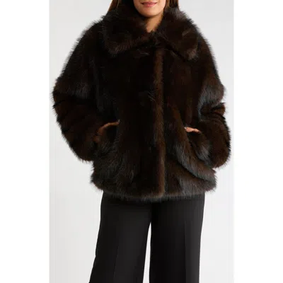 Bernardo Tipped Faux Fur Jacket In Brown