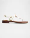 Bernardo Tuni Leather Thong Slingback Sandals In White Nappa Goat