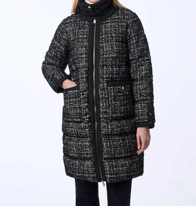 Bernardo Tweed Zip Coat In Black & White In Multi
