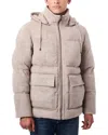 Bernardo Faux Suede Hooded Puffer Jacket In Gray