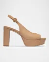 Bernardo Vega Leather Platform Peep-toe Pumps In Brown