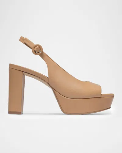 BERNARDO VEGA LEATHER PLATFORM PEEP-TOE PUMPS