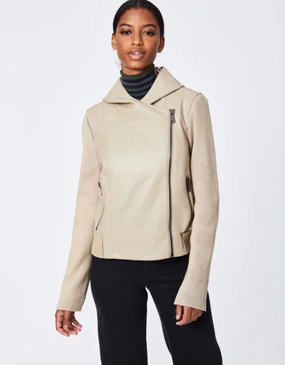 Bernardo Vegan Leather Sweater Jacket In Neutral