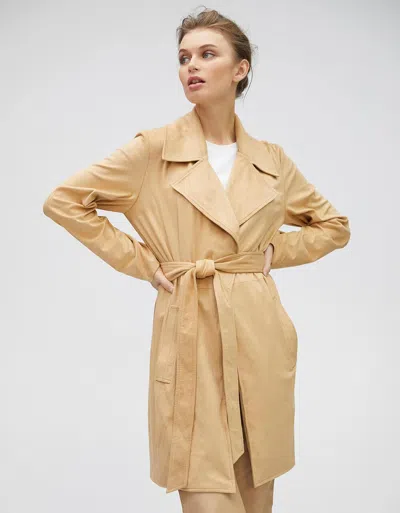 Bernardo Vegan Suede Stretch Belted Wrap Jacket In Brown