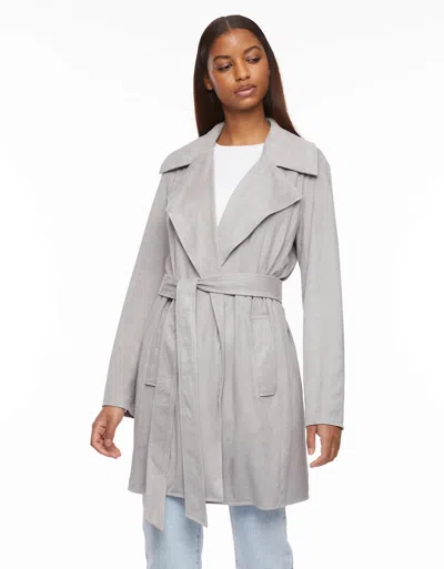 Bernardo Vegan Suede Stretch Belted Wrap Jacket In Gray
