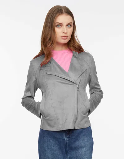 Bernardo Vegan Suede Stretch Moto Jacket In Gray