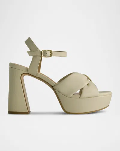 Bernardo Veronika Platform Sandal In Eggshell Glove Leather