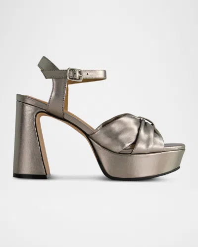 Bernardo Veronika Platform Sandals In Gunmetal Metallic Glove Leather