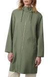 Bernardo Water Resistant Hooded Long Raincoat In Olive