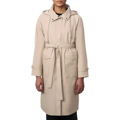 Bernardo Water Resistant Tie Belt Packable Raincoat In Taupe