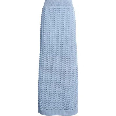 Bernardo Wave Pointelle Knit Skirt In Blue