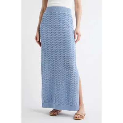 Bernardo Wave Pointelle Knit Skirt In Blue