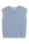 Bernardo Knitted Wave Pointelle Boxy Shell In Blue