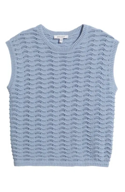 Bernardo Wave Pointelle Knit Tank In Blue