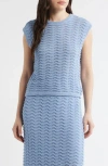 Bernardo Knitted Wave Pointelle Boxy Shell In Blue
