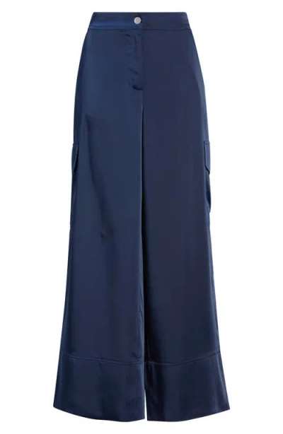 Bernardo Wide Leg Bellows Pocket Trouser Pants In Evening Blue