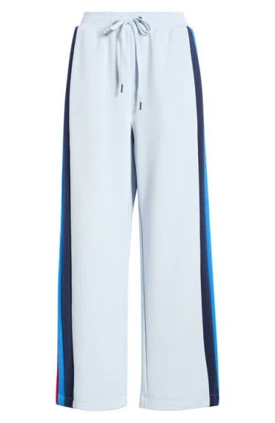 Bernardo Wide Leg Side Zip Track Pants In Xenon Blue/evening Blue