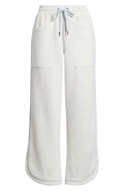 Bernardo Wide Leg Track Pants In Heather Cream/xenon Blue