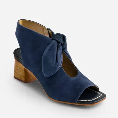 Bernardo Lizzie Suede Knot Zip Sandals In Navy